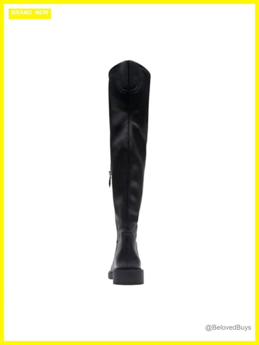 Stretch Over-the-Knee Flat Boots Round Toe Block Heel Faux Leather